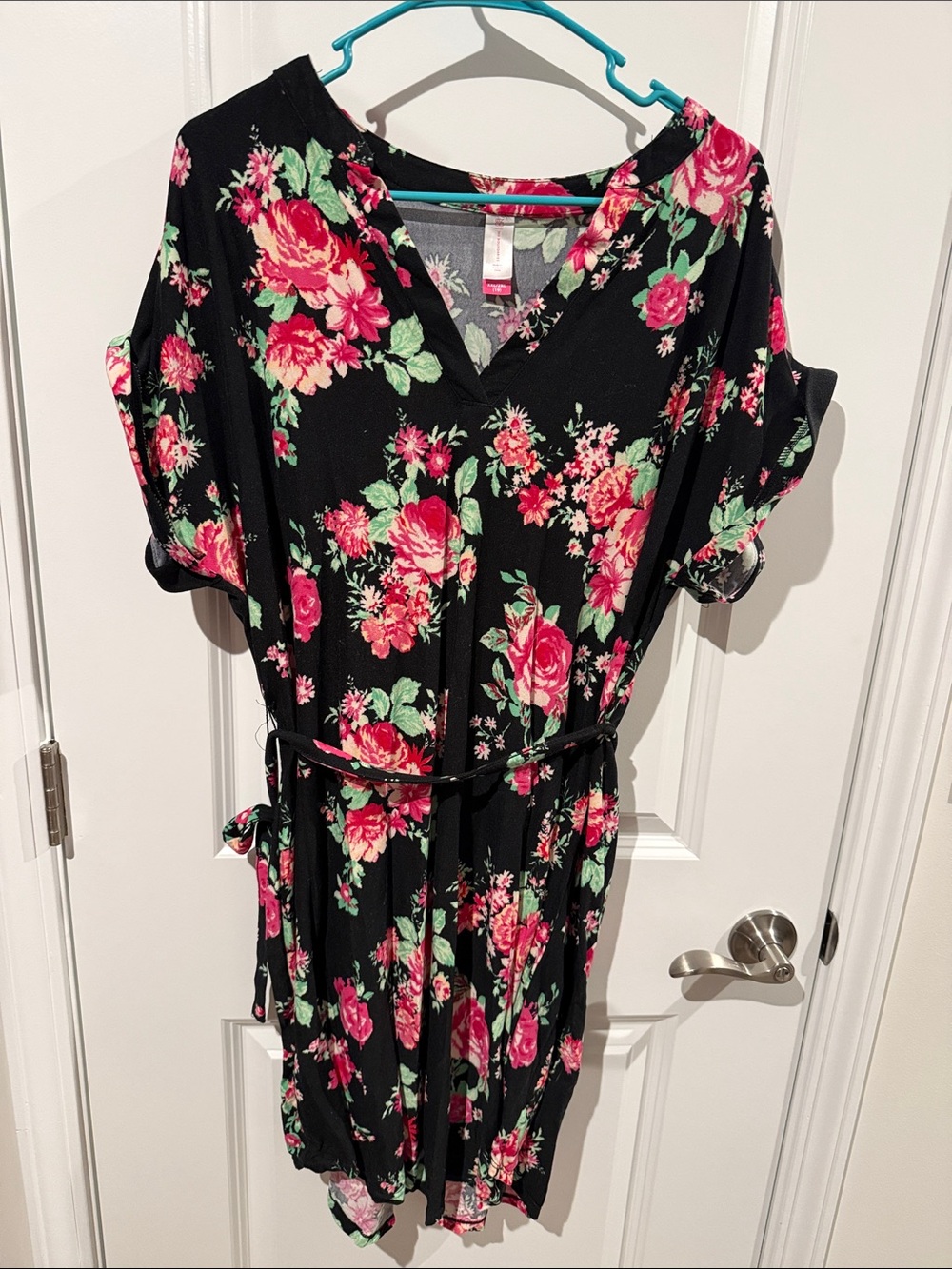 No Boundaries Black Floral Scoop Neck Tunic